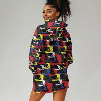 Haiti Map Camouflage Colorful Hoodie Dress - Wonder Print Shop