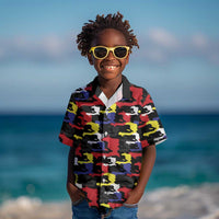 Haiti Map Camouflage Colorful Kid Hawaiian Shirt - Wonder Print Shop