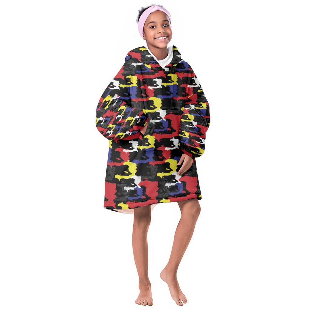 Haiti Map Camouflage Colorful Kid Wearable Blanket Hoodie - Wonder Print Shop