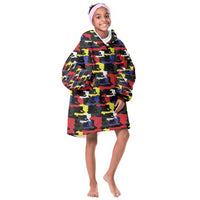 Haiti Map Camouflage Colorful Kid Wearable Blanket Hoodie - Wonder Print Shop