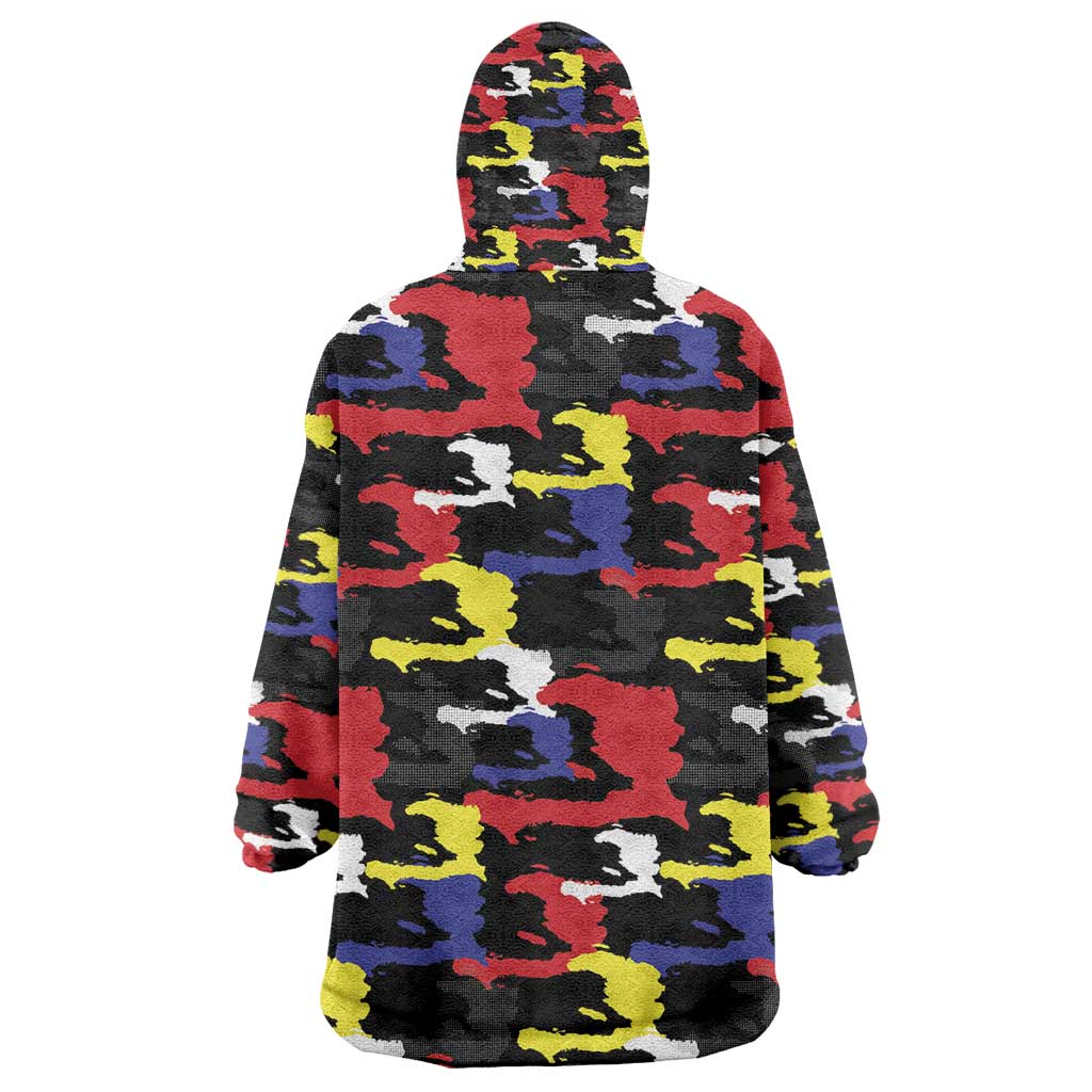 Haiti Map Camouflage Colorful Kid Wearable Blanket Hoodie - Wonder Print Shop