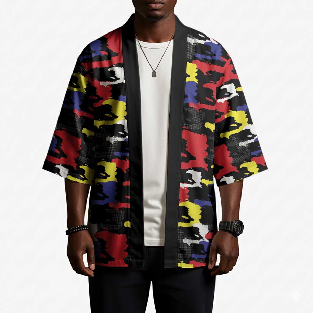 Haiti Map Camouflage Colorful Kimono - Wonder Print Shop
