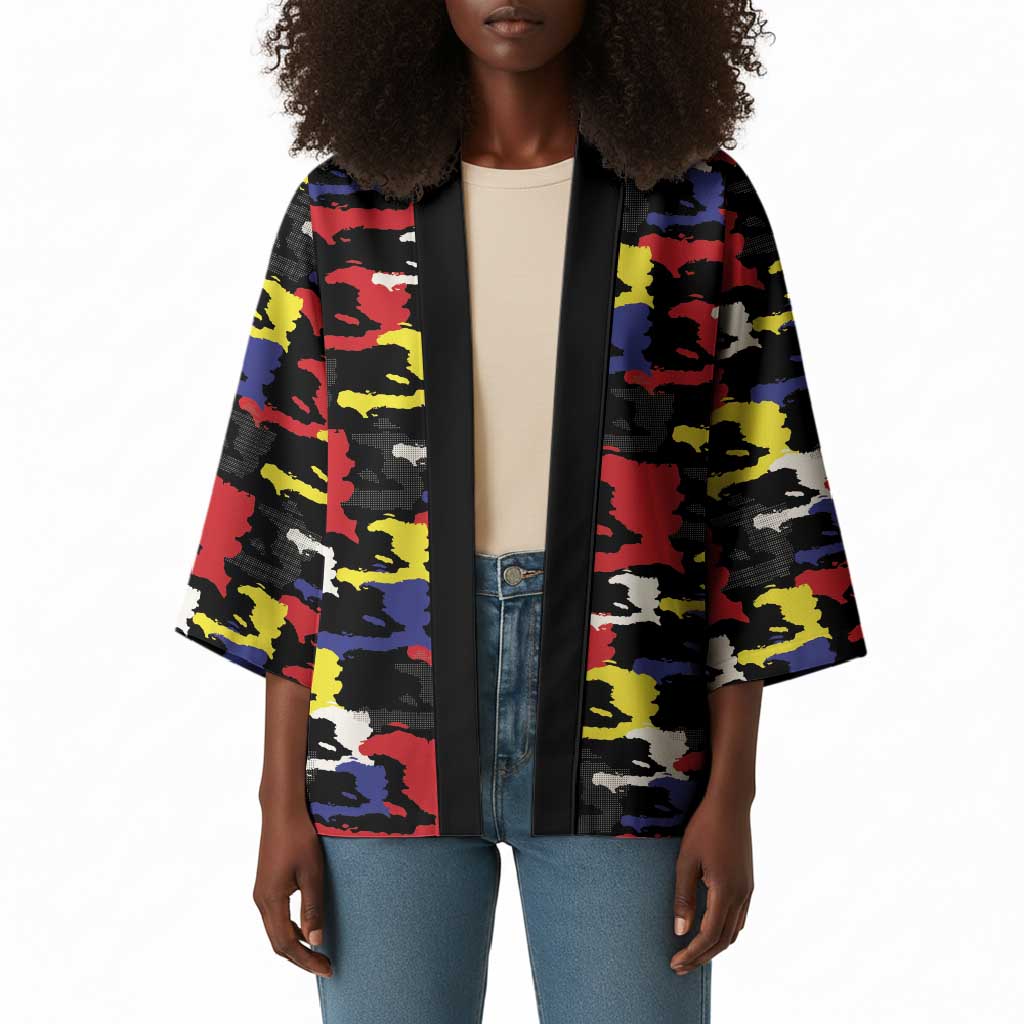 Haiti Map Camouflage Colorful Kimono - Wonder Print Shop