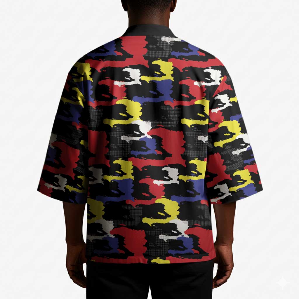 Haiti Map Camouflage Colorful Kimono - Wonder Print Shop