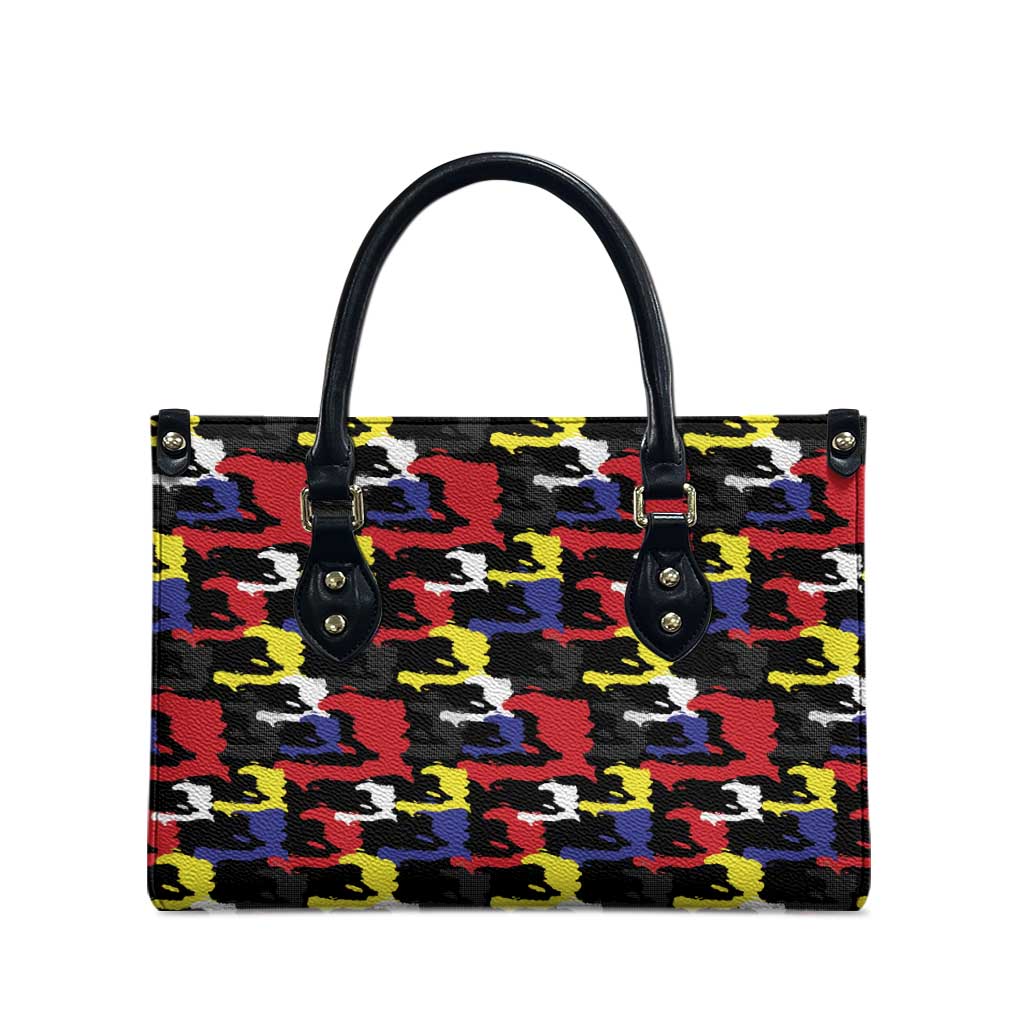 Haiti Map Camouflage Colorful Leather Bag - Wonder Print Shop