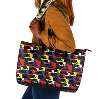 Haiti Map Camouflage Colorful Leather Tote Bag - Wonder Print Shop