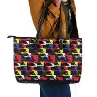 Haiti Map Camouflage Colorful Leather Tote Bag - Wonder Print Shop
