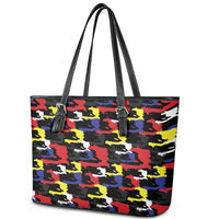 Haiti Map Camouflage Colorful Leather Tote Bag - Wonder Print Shop