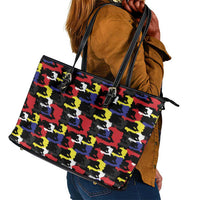 Haiti Map Camouflage Colorful Leather Tote Bag - Wonder Print Shop