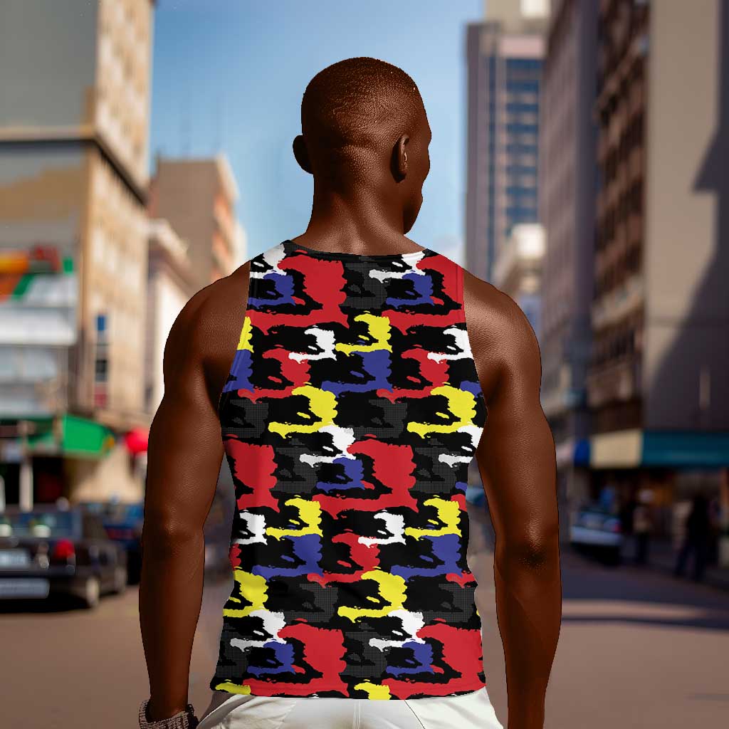 Haiti Map Camouflage Colorful Men Tank Top - Wonder Print Shop