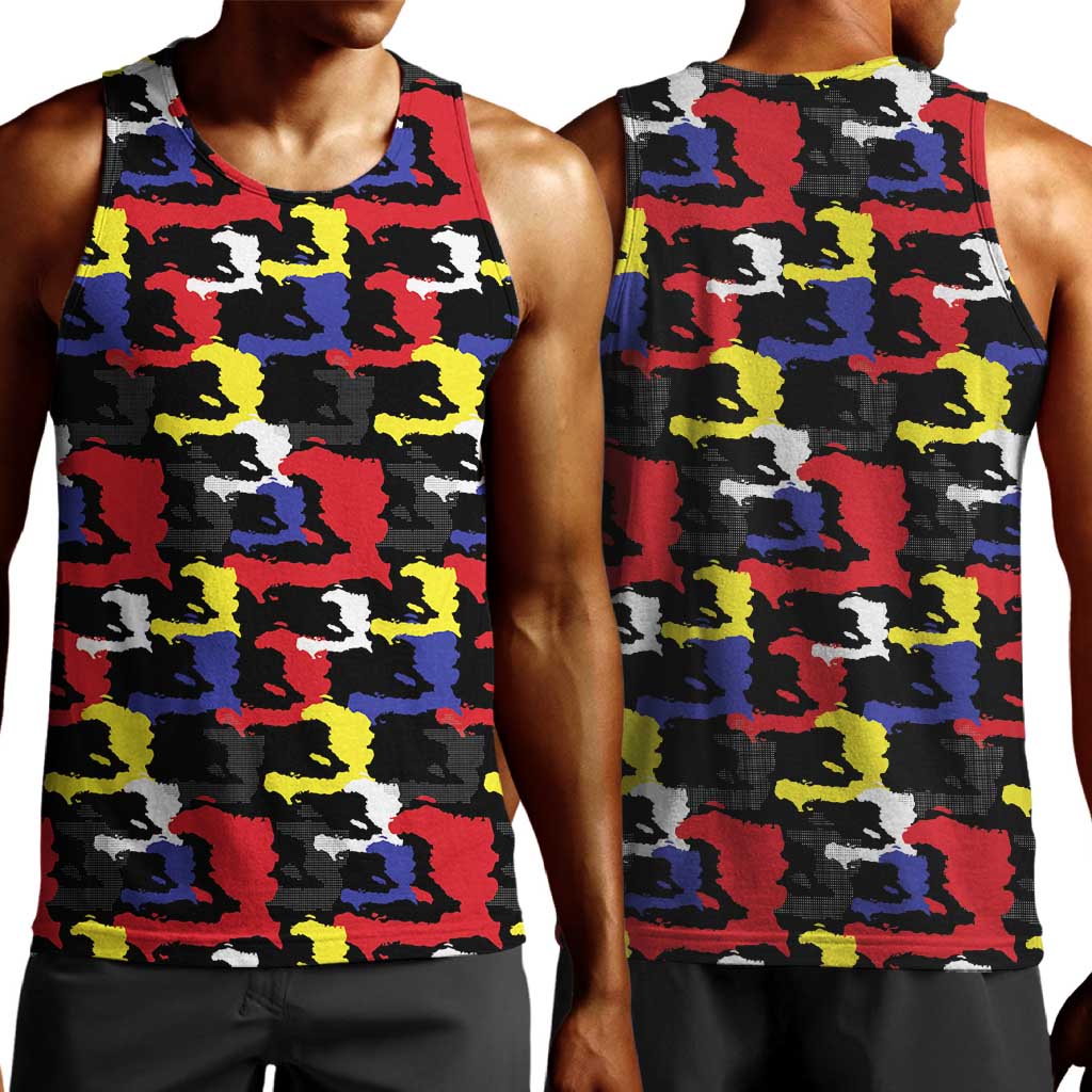 Haiti Map Camouflage Colorful Men Tank Top - Wonder Print Shop