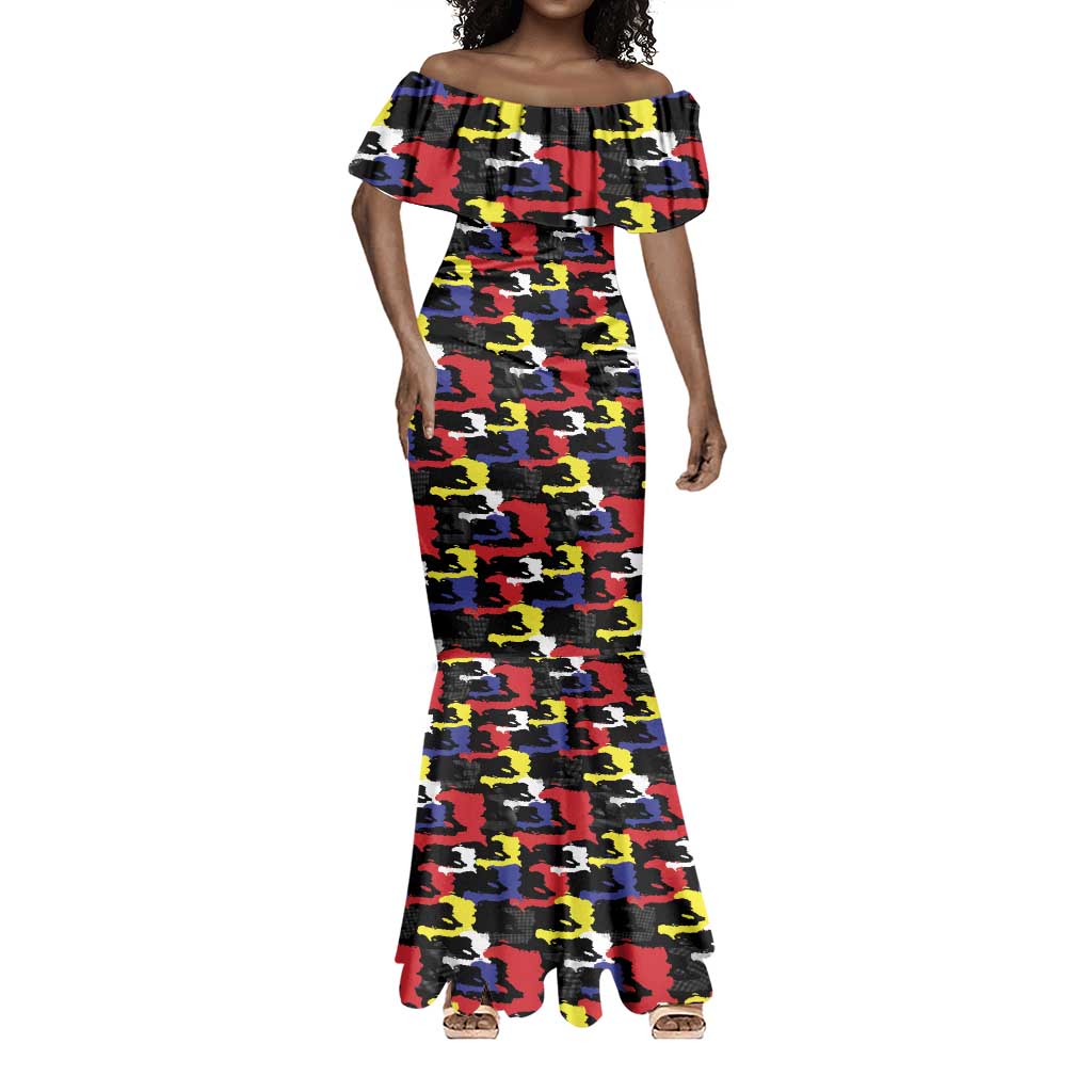 Haiti Map Camouflage Colorful Mermaid Dress - Wonder Print Shop