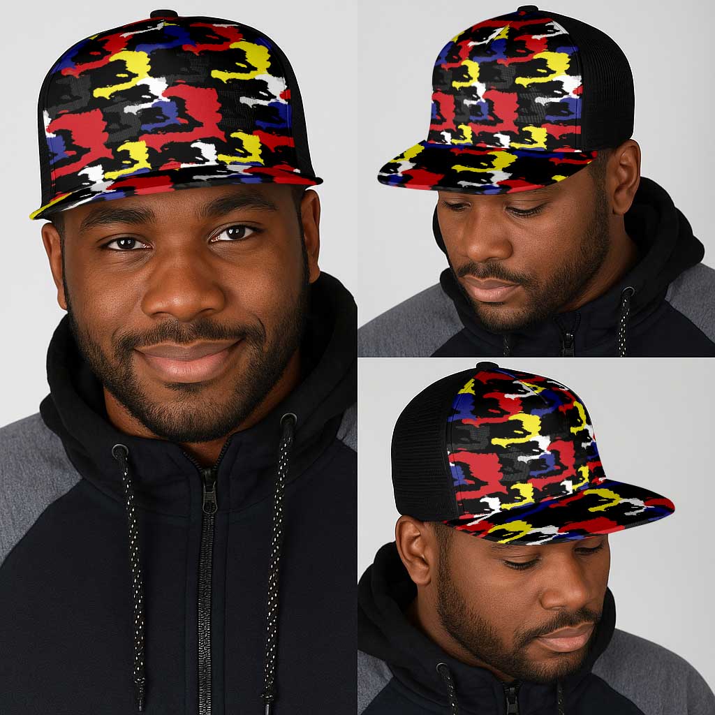 Haiti Map Camouflage Colorful Mesh Trucker Cap - Wonder Print Shop
