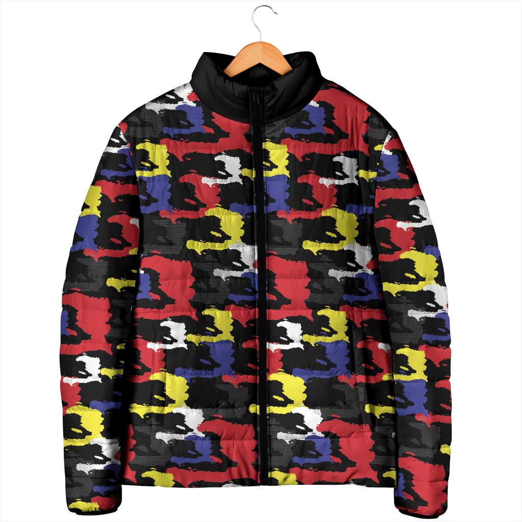 Haiti Map Camouflage Colorful Padded Jacket - Wonder Print Shop