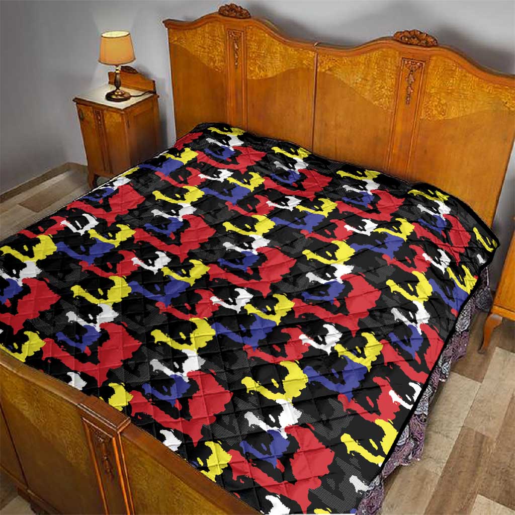 Haiti Map Camouflage Colorful Quilt - Wonder Print Shop