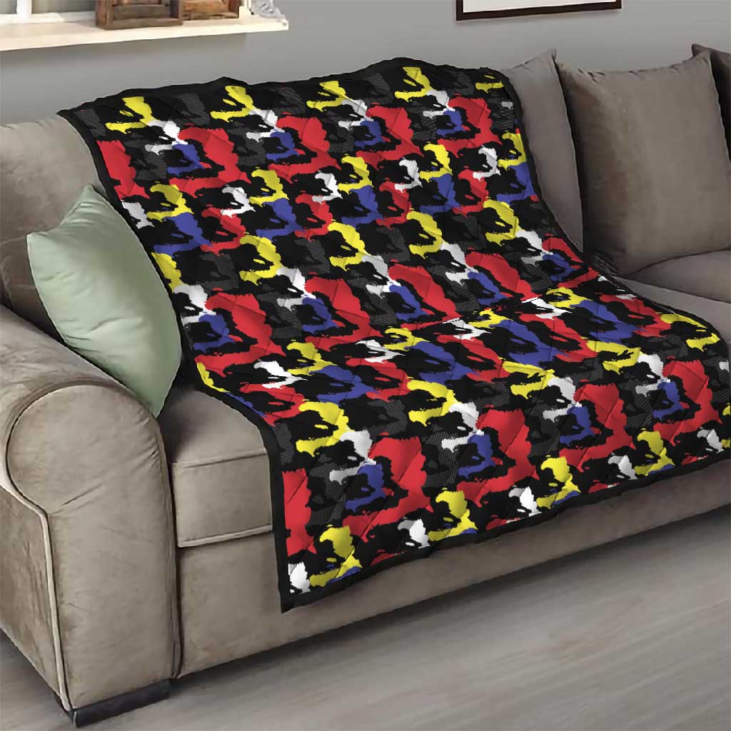 Haiti Map Camouflage Colorful Quilt - Wonder Print Shop