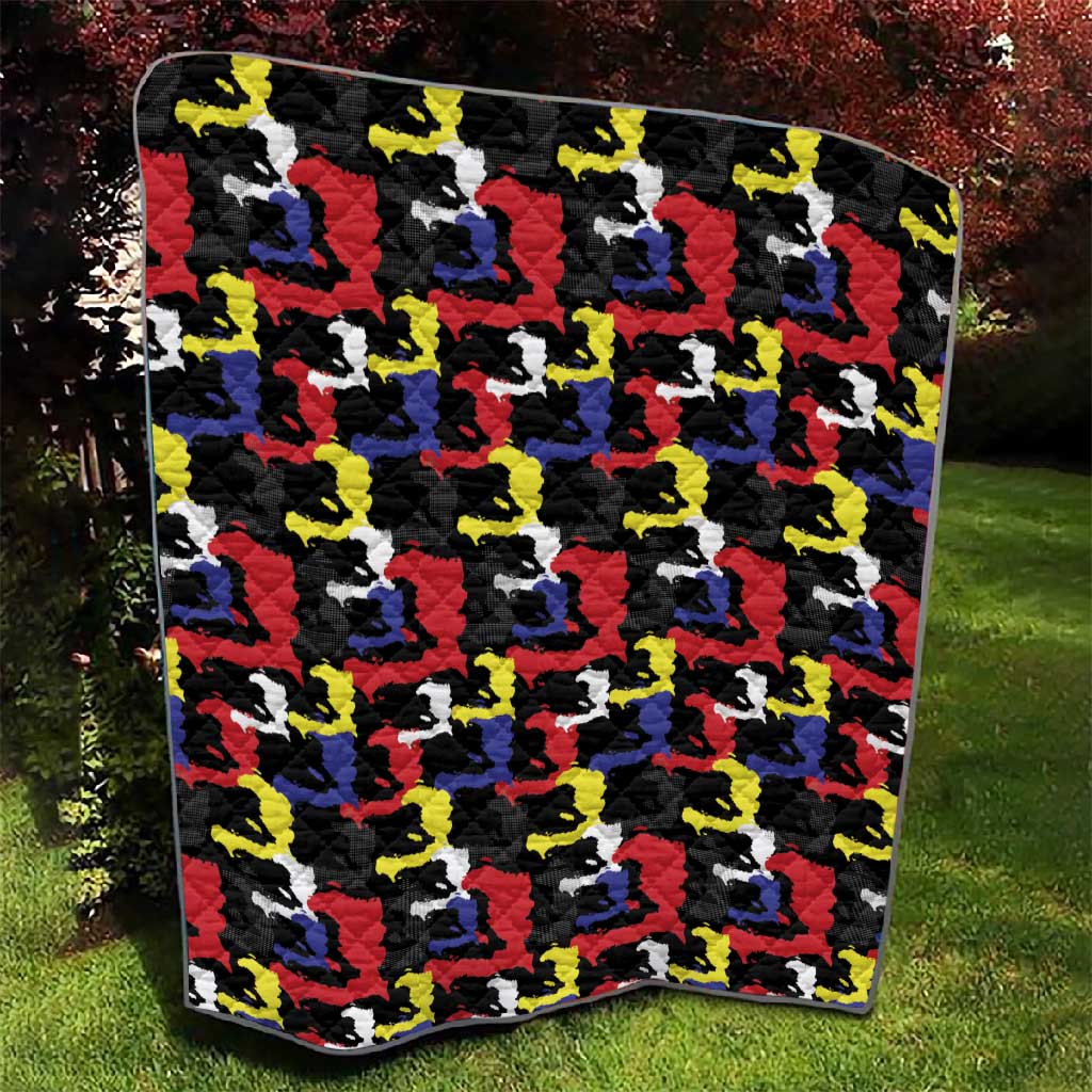 Haiti Map Camouflage Colorful Quilt - Wonder Print Shop