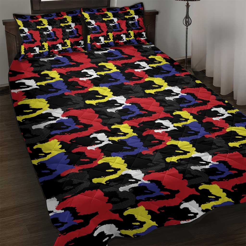 Haiti Map Camouflage Colorful Quilt Bed Set - Wonder Print Shop