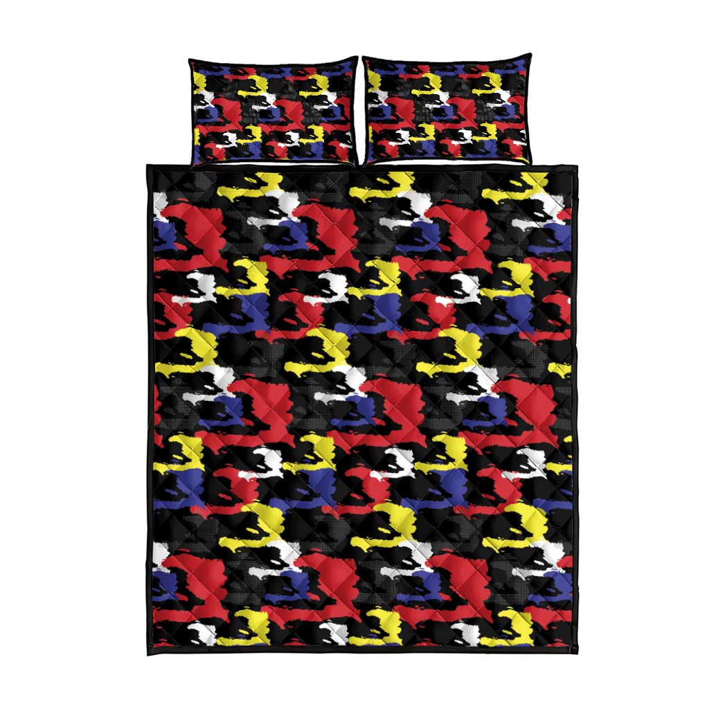 Haiti Map Camouflage Colorful Quilt Bed Set - Wonder Print Shop