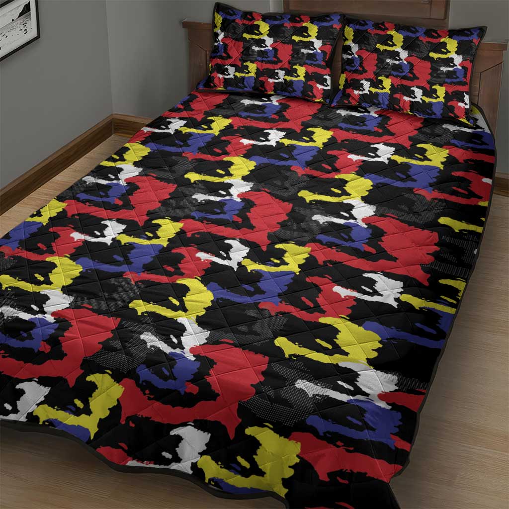 Haiti Map Camouflage Colorful Quilt Bed Set - Wonder Print Shop