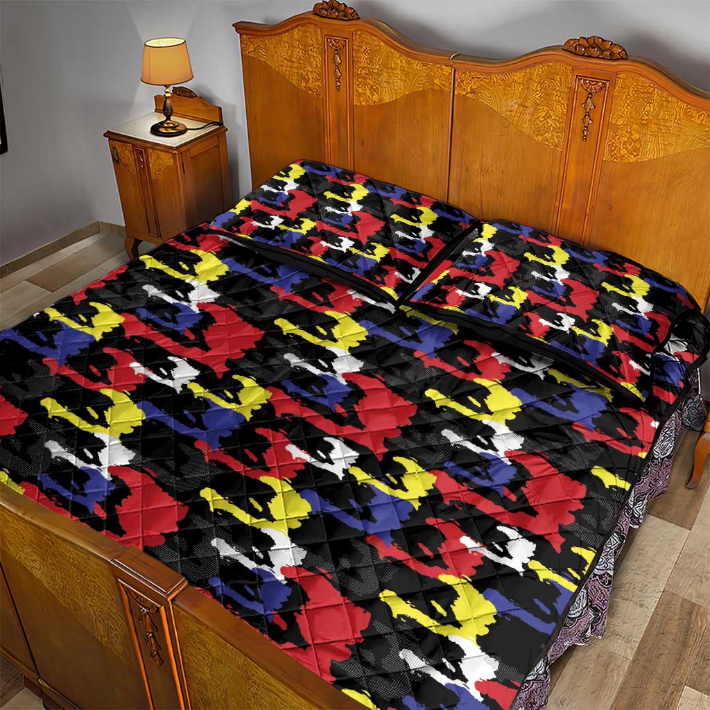 Haiti Map Camouflage Colorful Quilt Bed Set - Wonder Print Shop