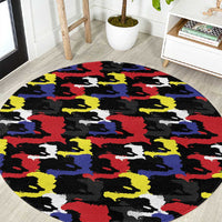 Haiti Map Camouflage Colorful Round Carpet - Wonder Print Shop