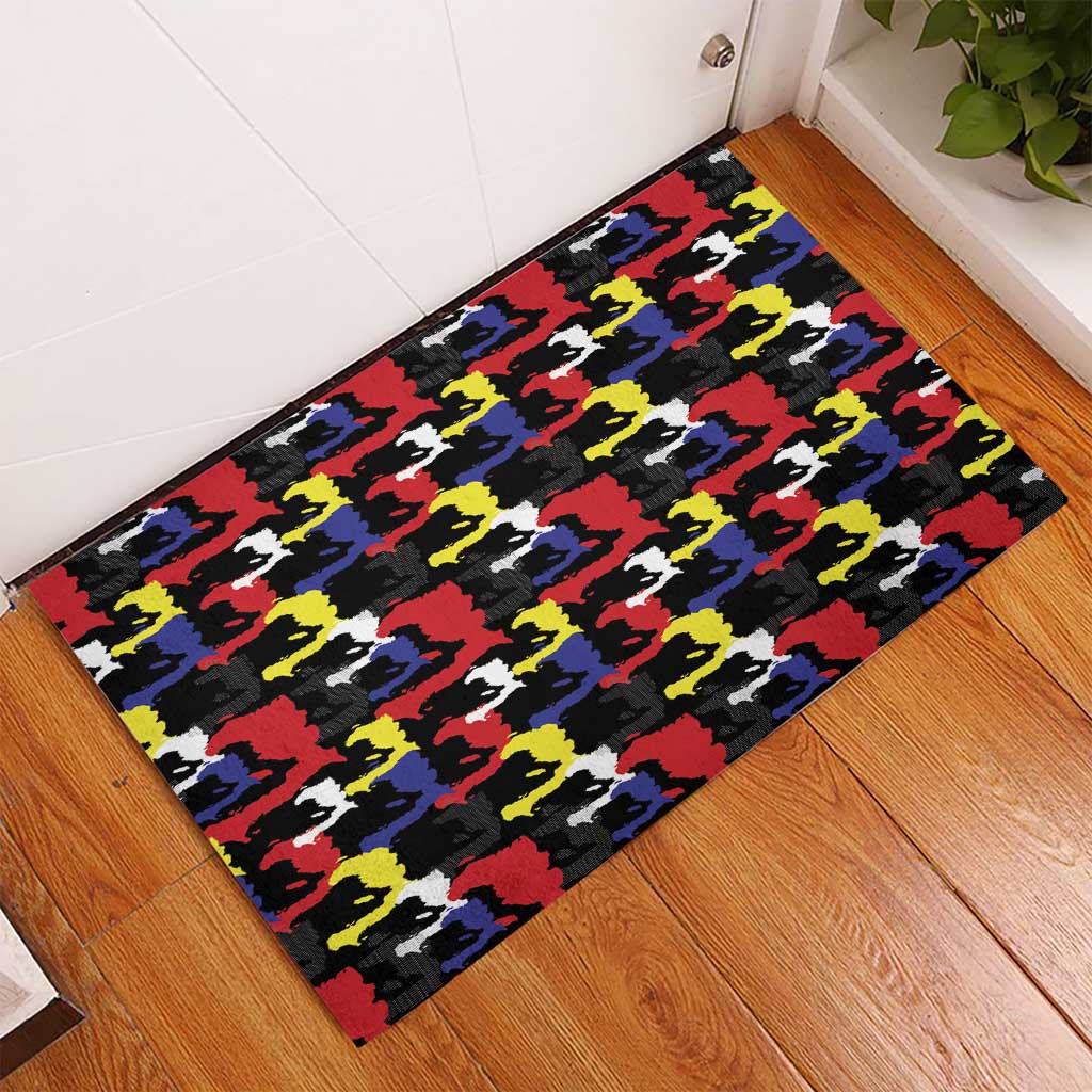 Haiti Map Camouflage Colorful Rubber Doormat - Wonder Print Shop