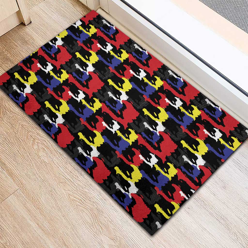 Haiti Map Camouflage Colorful Rubber Doormat - Wonder Print Shop