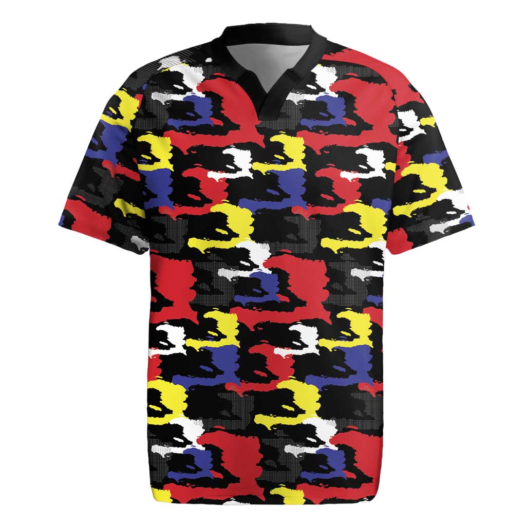 Haiti Map Camouflage Colorful Rugby Jersey - Wonder Print Shop