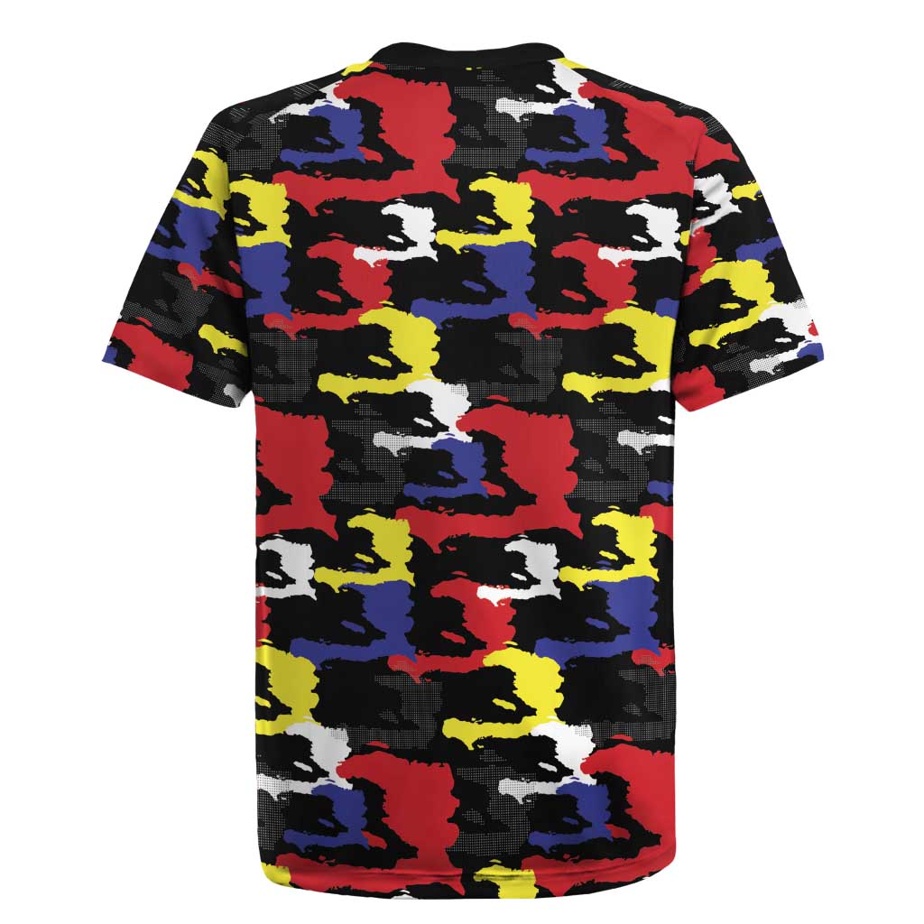 Haiti Map Camouflage Colorful Rugby Jersey - Wonder Print Shop