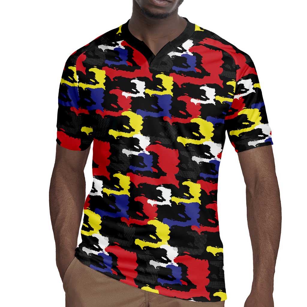 Haiti Map Camouflage Colorful Rugby Jersey - Wonder Print Shop