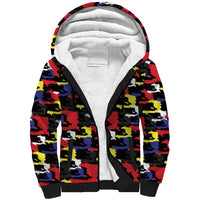 Haiti Map Camouflage Colorful Sherpa Hoodie - Wonder Print Shop