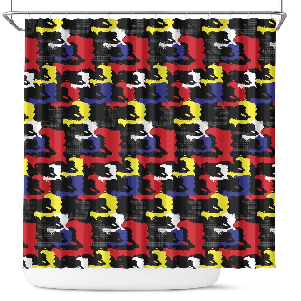 Haiti Map Camouflage Colorful Shower Curtain - Wonder Print Shop