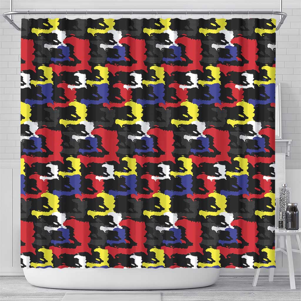 Haiti Map Camouflage Colorful Shower Curtain - Wonder Print Shop