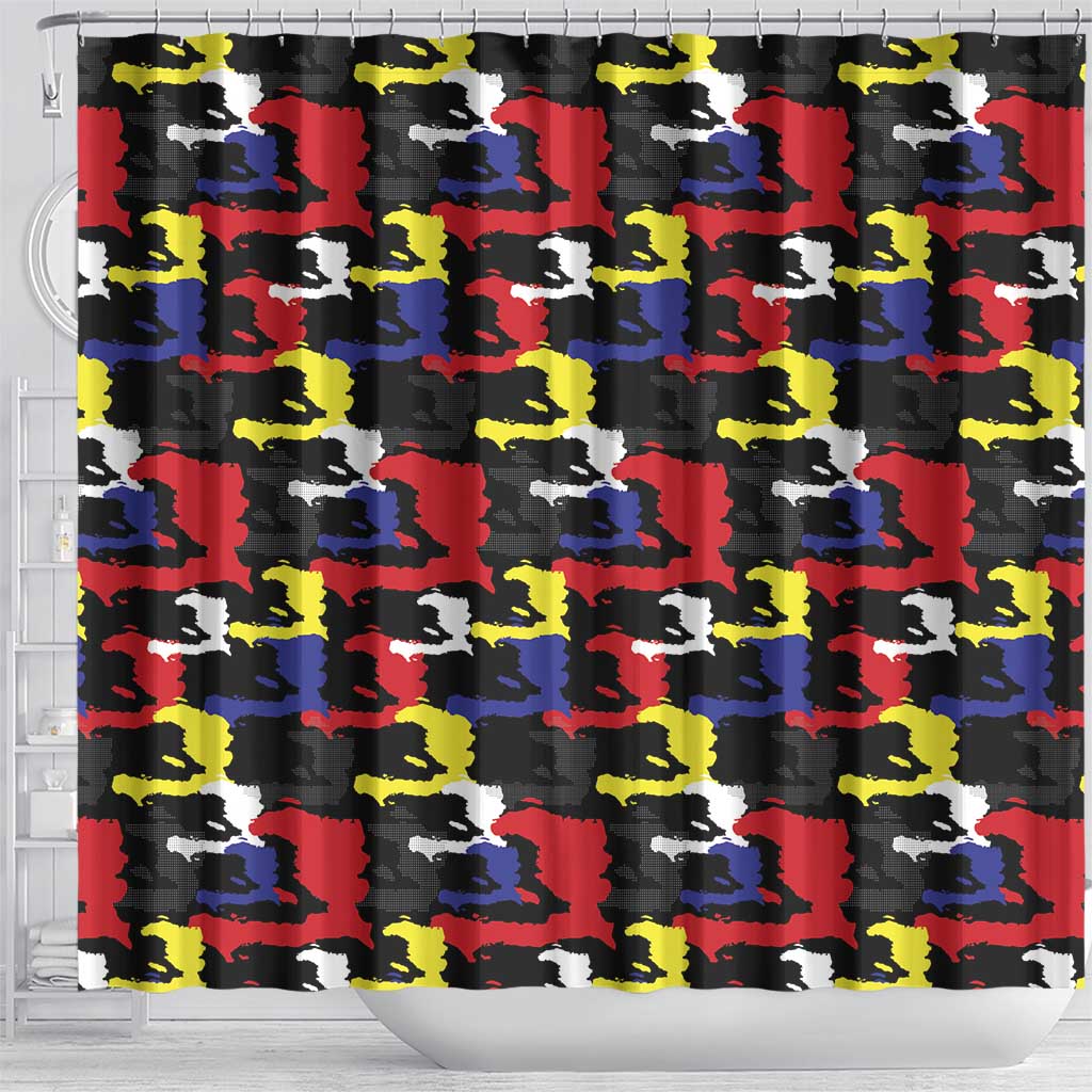 Haiti Map Camouflage Colorful Shower Curtain - Wonder Print Shop