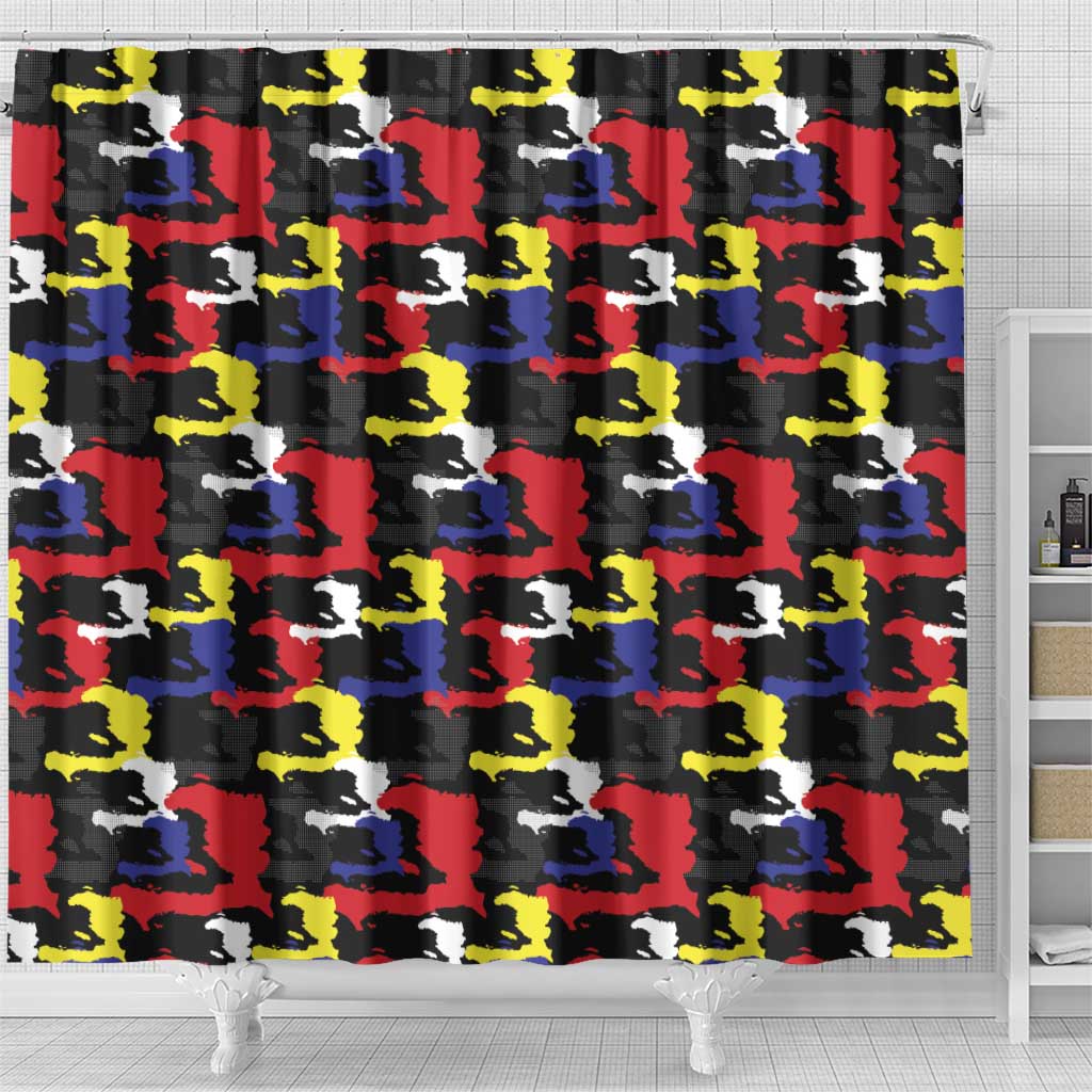 Haiti Map Camouflage Colorful Shower Curtain - Wonder Print Shop
