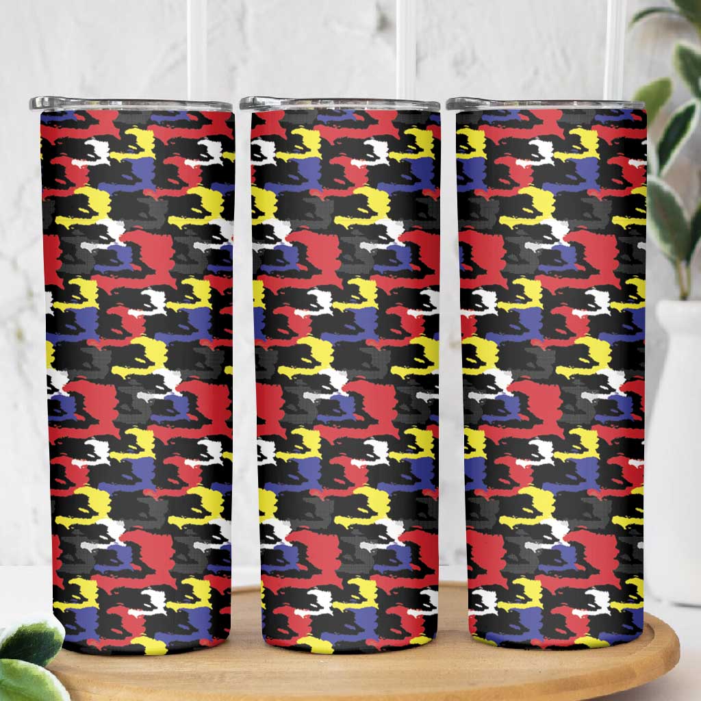 Haiti Map Camouflage Colorful Skinny Tumbler - Wonder Print Shop