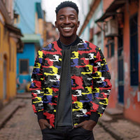 Haiti Map Camouflage Colorful Sleeve Zip Bomber Jacket - Wonder Print Shop