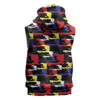 Haiti Map Camouflage Colorful Sleeveless Hoodie - Wonder Print Shop