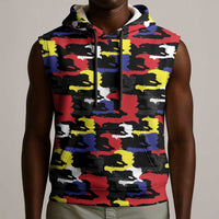 Haiti Map Camouflage Colorful Sleeveless Hoodie - Wonder Print Shop