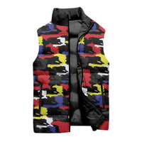 Haiti Map Camouflage Colorful Sleeveless Puffer Jacket - Wonder Print Shop