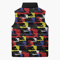 Haiti Map Camouflage Colorful Sleeveless Puffer Jacket - Wonder Print Shop