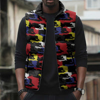 Haiti Map Camouflage Colorful Sleeveless Puffer Jacket - Wonder Print Shop