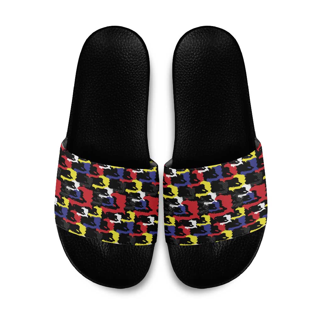 Haiti Map Camouflage Colorful Slide Sandals - Wonder Print Shop