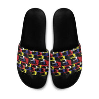 Haiti Map Camouflage Colorful Slide Sandals - Wonder Print Shop