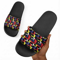 Haiti Map Camouflage Colorful Slide Sandals - Wonder Print Shop