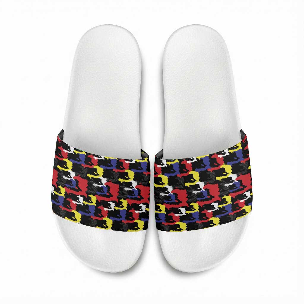 Haiti Map Camouflage Colorful Slide Sandals - Wonder Print Shop