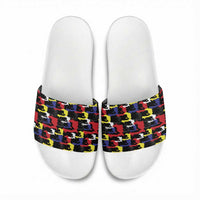 Haiti Map Camouflage Colorful Slide Sandals - Wonder Print Shop