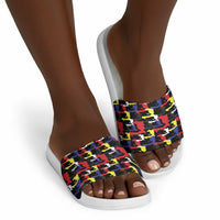 Haiti Map Camouflage Colorful Slide Sandals - Wonder Print Shop