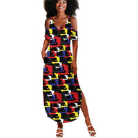 Haiti Map Camouflage Colorful Summer Maxi Dress - Wonder Print Shop